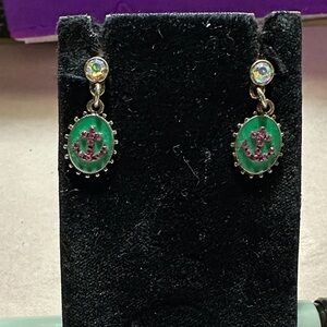 Betsey Johnson Green and Pink Anchor Earrings